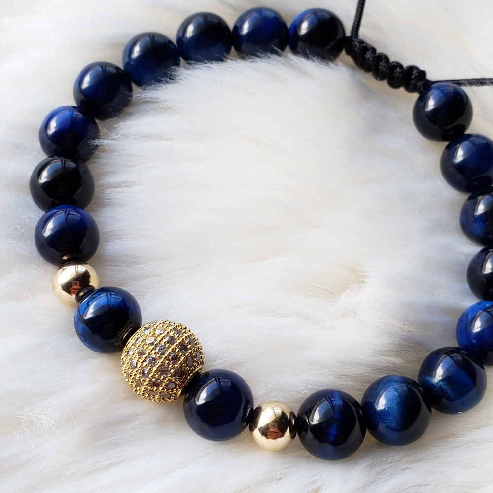 Blue tiger eye bracelet for men